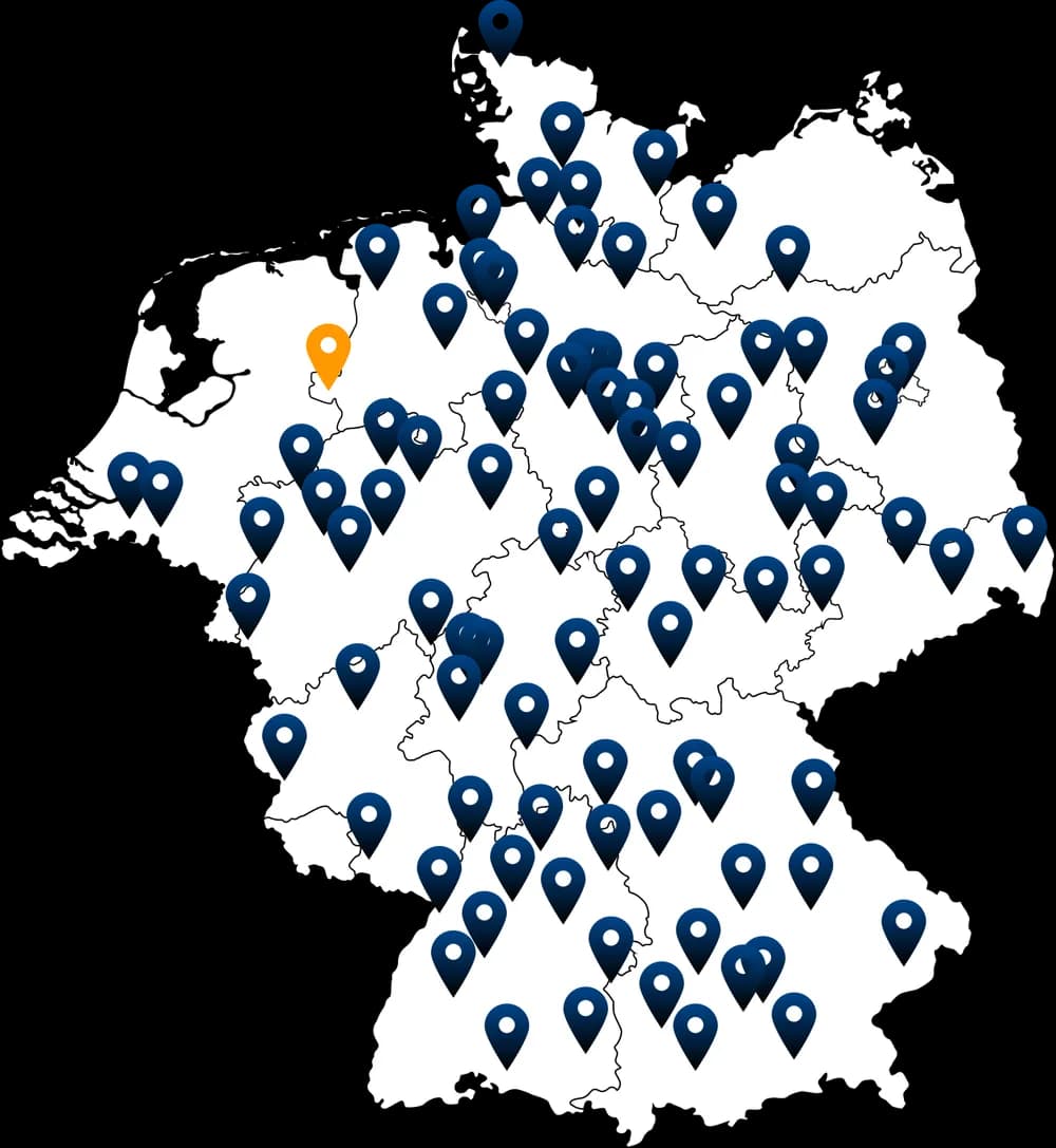 Delivery area of wir-vermieten.de: Grafschaft Bentheim, Emsland and the Netherlands